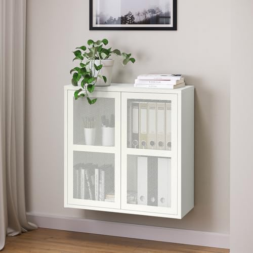 skølm Zephyr Metall Kommode, Hängeschrank, Weiß, 2 Fächer, Push-to-Open | Mehrzweckschrank mit flexiblem Einlegeboden, Metallschrank, Industrial Hängeregal, Flurschrank, Wandschrank, Stauraumschrank