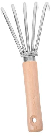 DOITOOL Escarificador De Suelo Pequeño De Acero Inoxidable con Mango De Madera para Desherbar y Aflojar La Tierra Jardinería