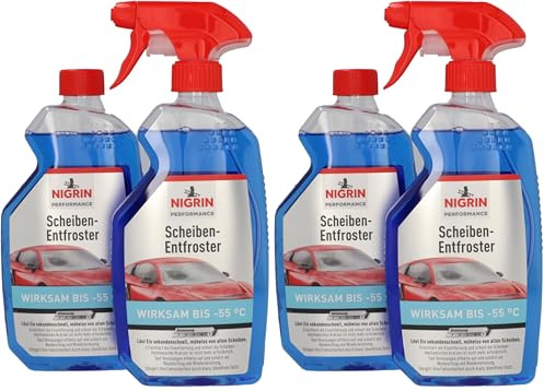 NIGRIN Scheiben-Entfroster Sprühflasche 1x500ml + 1x500ml Nachfüllflasche, Scheiben-Enteiser-Spray, Pumpzerstäuber, wirksam bis -55° C, verhindert Wiedervereisung (Packung mit 2)