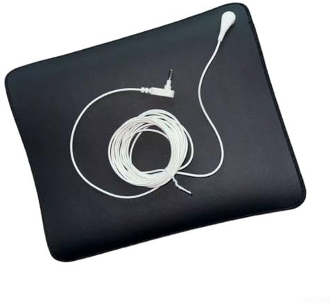 HpLive Esterilla de tierra con cable para un mejor sueño, juego de alfombrilla de tierra de cuero, almohadilla de tierra para yoga y relajación, negro (30 x 25)