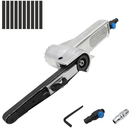 Air Belt Sander, Pneumatic Belt Sander, Speed Adjustable, 16000RPM Mini Belt Grinder with 10pcs Sanding Belts, Belt Sanders Polishing Machine for Metal Wood Plastic