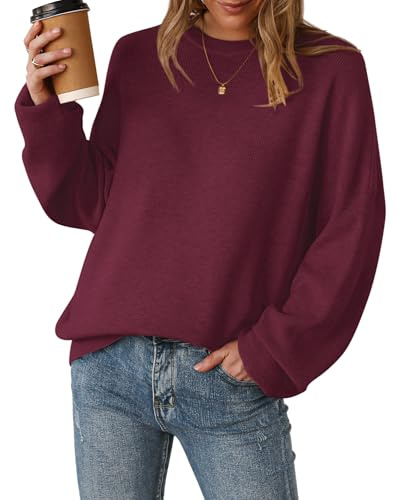 Arach&Cloz Maglione Oversize in Misto Lana da Donna Pullover Autunno/Inverno, Scollo Rotondo, Maglia a Maniche Lunghe
