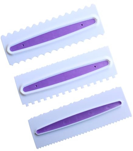 FUNOMOCYA 3pezzi Raschietto per Dolci in Plastica Pettine per Glassa Spatole per Crema al Lucidatrice per Mousse per Texture Diverse Spirali Turbinii per Torte Biscotti e Snack per Cucina