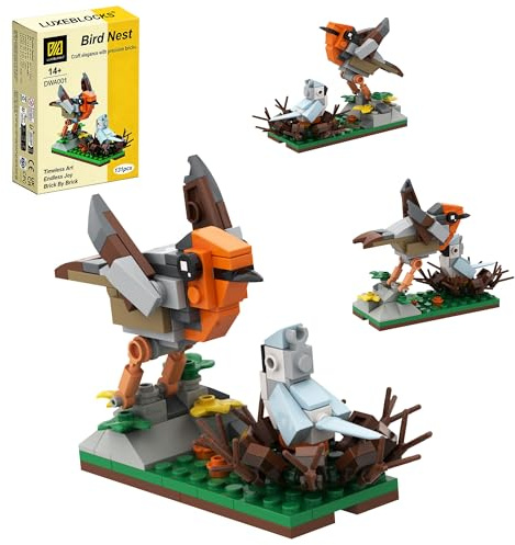 LUXEBLOCKS Set Costruttivo Nido d'Uccello Creativo - Kit Modello 131 Pezzi per Adulti, Decorazione Casa Personalizzabile e Idea Regalo Unica, Kit Costruzione per Adulti e Regali a Tema Naturale