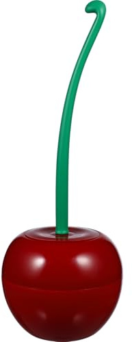 DEARMAMY Ensemble de Brosse de Toilette Cerise en Plastique avec Support, Design Créatif et Prise en Main Facile pour Salle de Lavage Familiale Confortable
