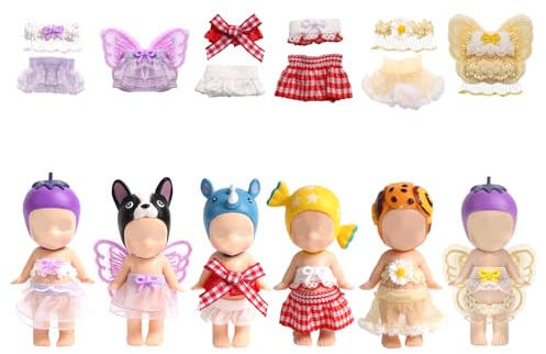 Goktvai 6 Conjuntos Ropa para Muñecas para Sonny Angel 7,62cm Muñeca, Ropa de Colección Adultos con Tops y Faldas Accesorios de Moda Minifiguras for Exhibir y Decorar (Púrpura, Rojo, Amarillo)