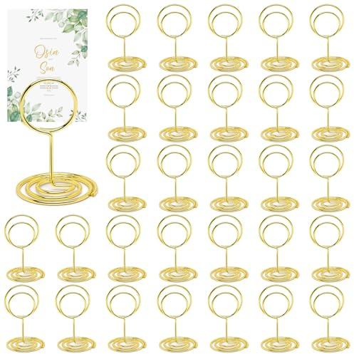 CHENKEE 30 Stück Tischkartenhalter,Fotohalter,Gold Kartenständer,Kartenhalter mit Klammern,Memohalter,Menükartenhalter,Tischkarten Halterung,für Hochzeiten,Bankette,Jubiläen,Partys(Runden)