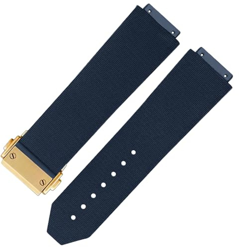 HiCycle2 Uhrenarmband Ersatz für Hublot Big Bang Luna Rossa Gummiband Armband Uhrenarmband 25 * 19mm (Blau & Gold)