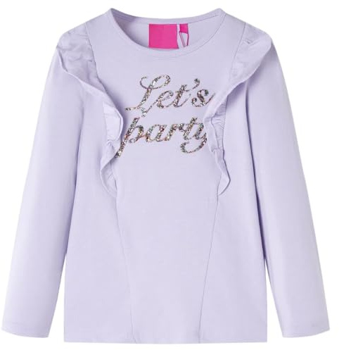 Generico Maglietta Bambina Maniche Lunghe Lilla Chiaro 128,Top per Bambini