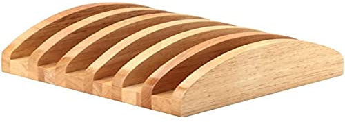 Continenta Bretterständer aus Gummibaumholz für 6 Bretter bis 2 cm Dicke, Brettständer, Brettchenständer, Größe: 20,5 x 18 x 6 cm