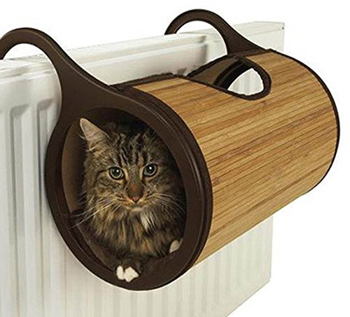 Rosewood Bamboo Cat Radiator Bed, Premium 27cm Wide x 48cm Deep x 40cm Tall, Comfy Padding, Stylish and Warm Cat Bed for Radiator Mounting