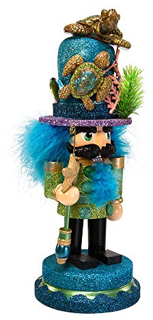 Kurt Adler Hollywood Nutcracker with Sea Turtle Hat, 11-Inch