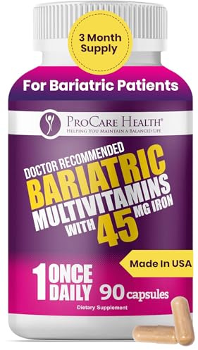 ProCare Health Bariatric Multivitamin 45mg Iron – Once Daily Capsule for Gastric Bypass, Sleeve & Post-Op Support – 90 Easy-to-Swallow Capsules, 3-Month Supply, No Artificial Colors, Gluten-Free