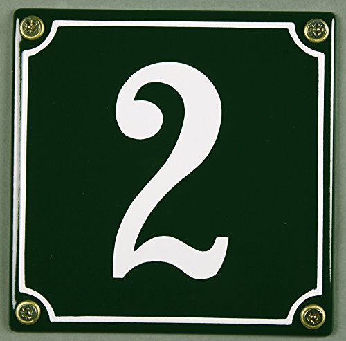 Buddel Bini Wetterfestes Emaille Hausnummernschild 2 12 x 12 cm, sofort lieferbar, grün