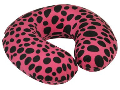 MP Essentials Animal Pattern Super Velour Luxury Memory Foam Comfort Neck Support Cushion (Travelling, Car, Plane, TV, Reading) (Blue) (Pink Leopard)