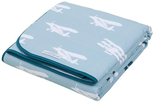 Little Dutch 1590 Kinderbett-Decke Pure & Soft Flugzeug minzgrün 110 x 140 cm