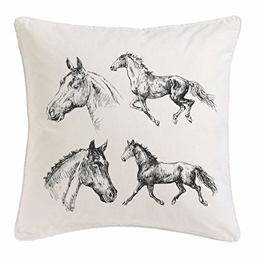 Reifen-Markt Kissenbezug 40x40cm Vintage Pferde REITEN Reiter Pferdesport Pferdekopf Dressurreiten Rodeo Cowboy Springreiten Reitsport Hengst Pony aus Mikrofaser in Weiß