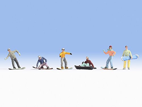NOCH Snowboarder, Mini-Figuren für Winterlandschaften, 1:87 H0 Maßstab für Modellbahn und Dioramen