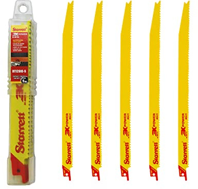 Starrett Mehrzweck-Säbelsägeblatt - 5 Stück BT12610-5 Bi-Metall 300 mm/12 Zoll 6-10TPI Einheitlicher Schaft - Kompatibel mit Bosch, Dewalt, Makita und vielen anderen