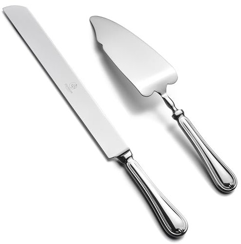 OTW Pavilion 2-teiliges Hochzeits tortenheber-Set, kuchenheber, 18/10 Edelstahl, Dessert-Set, Tortenheber, Kuchenschneider, Messer für Geburtstag, Jahrestag, Urlaub, Babyparty, Party
