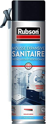 RUBSON Mousse Expansive Sanitaire, mousse de rebouchage et d'installation pour tuyaux et canalisations - Mousse blanche 21 L d'expansion