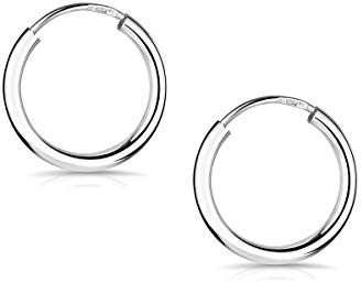 MATERIA Dünne Creolen Ohrringe 925 Sterling Silber - Silbercreolen 13 16 29 38 46 56mm / 1,8mm breit rhodiniert in Etui