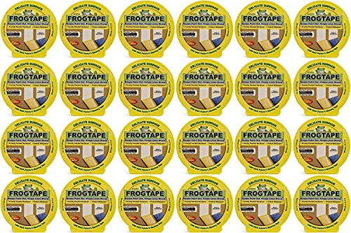 Frog Tape Lot de 24 rouleaux de ruban de masquage pour surfaces délicates Jaune 24 mm x 41,1 m