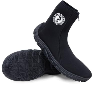 Two Bare Feet Unisex Adults & Kids 3mm Neoprene Zipped Wetsuit Boots – Surf Boots, Diving Boots, Water Shoes & Aqua Shoes – Durable, Flexible & Comfortable for Men, Women & Children (UK3, 3MM) Black