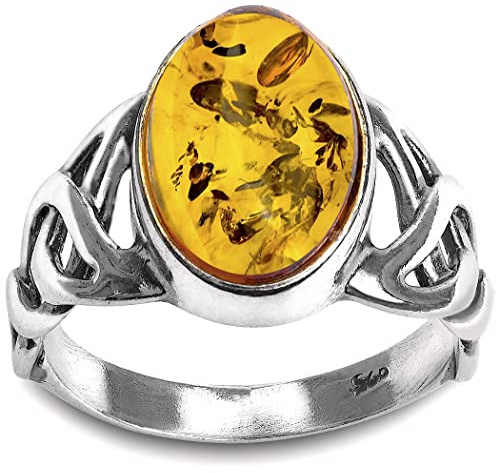 Ian and Valeri Co. Amber Sterling Silver Celtic Ring