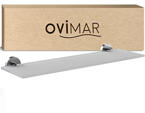 ovimar tablette de salle de bain Nordborg | inox | argent | tablette en verre à percer | à suspendre dans la salle de bain ou la cuisine | pour poser les ustensiles de bain ou la décoration