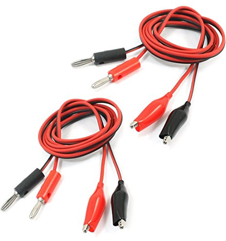 Oikabio Lot de 2 pinces crocodiles bananes - Multimètre - Noir et rouge - 1 m