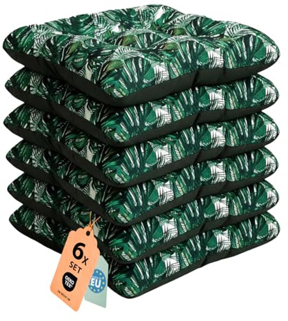SuperKissen24. Coussin pour Chaise, Siège, Banc de Jardin, Canapé - Lot de 6 Coussins 45x45 cm - Bain de Soleil - Intérieur/Extérieur – imperméable - Exotic