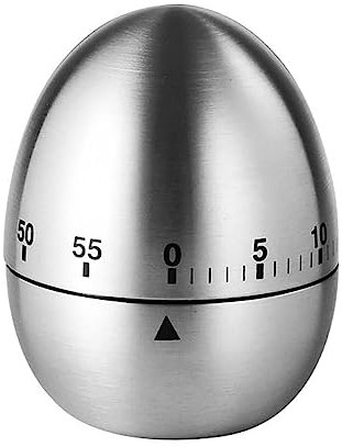 Mobxpar Temporizador de Cocina en Forma de Huevo, Acero Inoxidable, Alarma Mecánica Giratoria, 60 Minutos Cuenta Regresiva para Cocina