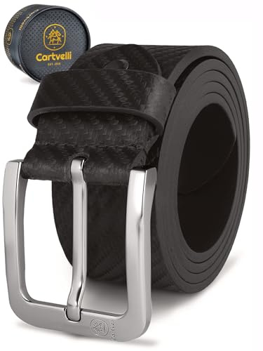 Cartvelli Premium Ledergürtel Herren Carbon - Made in Germany mit Geschenkbox - Echtleder Gürtel 40mm