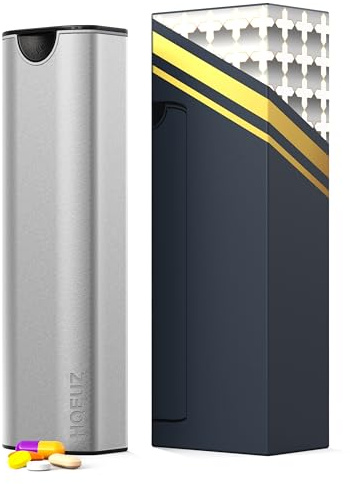 HQEUZ Tablettenbox 7 Tage tägliche Pillendose Wochenbox Aluminium tragbare Tablettendose Große Medikamentenbox Pillen-Organizer für Vitaminen, Medikamenten, Pillen, Nahrungsergänzungsmitteln, Silber