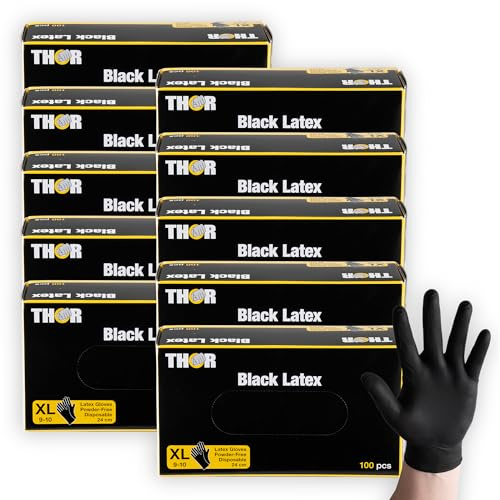 ABENA THOR Latexhandschuhe Schwarz XL, 1000 Stück