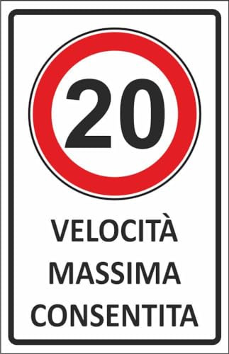 M-ITALY CARTELLO SEGNALETICO - limite di velocità personalizzato - Adesivo Extra Resistente, Pannello in Forex, Pannello In Alluminio (30x42, Alluminio)