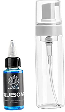 Sapone per tatuaggi, sapone blu tatuaggio neutro da 40 ml di sapone per la pulizia del tatuaggio con bottiglia vuota da 200 ml, sapone da tatuaggio post -terapia