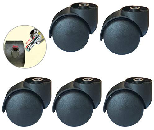 Rotelle silenziose nere senza stelo da 2 pollici, rotelle per mobili, rotelle girevoli, accessori di ricambio per sedie, per rotelle per sedie da ufficio, 5 pezzi, materiale PU, capacità 150