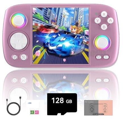 NULA RG Cube Retro Handheld Game Console, Built in 4000+Games 8+128G+128G with RGB Lighting, 3.95-inch IPS Screen Android Arcade Unisoc T820 processor, Support Bluetooth WIFI Battle