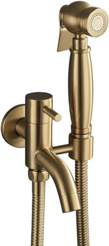 BOSHYUM Spruzzatore per Bidet Portatile, Kit Completo di Doccia per WC Senza Trapano, Kit doccetta per WC sospeso, Compagno Multifunzione per WC a Scarico Completo in Rame