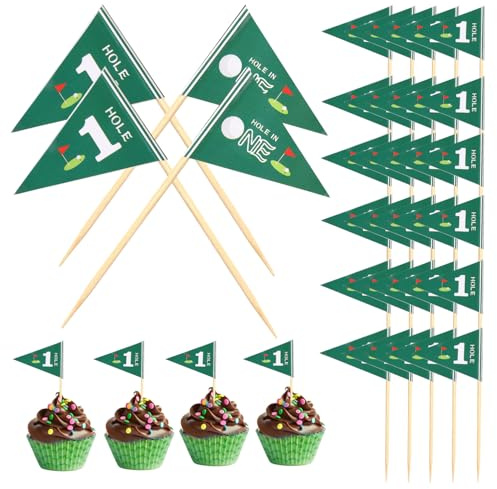 NQEUEPN Golf-Zahnstocherflaggen, Golf-Cocktail-Picks Cupcake-Topper Essensstickflaggen für Essen Baby-1.-Geburtstagsparty Feier Bar-Dekoration (Stil A)