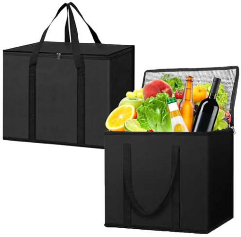 KufaerBeam 35L Insulated Collapsible Cooler Food Delivery Bag, Heavy Duty Cooler Bags for Frozen Food Delivery, Insulated Shopping Bags,Cooling Foods Bag for Camping BBQ Shopping Fishing Family