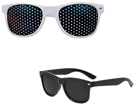 2 occhiali a griglia per addestramento degli occhi, Pinhole Glasses con ferretto pieghevoli, originali per rilassamento, visione, miglioramento, ideali per occhiali a griglia per il rilassamento degli