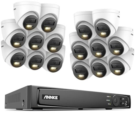 ANNKE 16CH 12MP PoE CCTV System | 16x 12MP IP Cameras & 12MP NVR | Dual Light Night Vision, 24/7 Recording, Person/Vehicle Detection | Weatherproof Security Kit for Home & Business (No HDD)