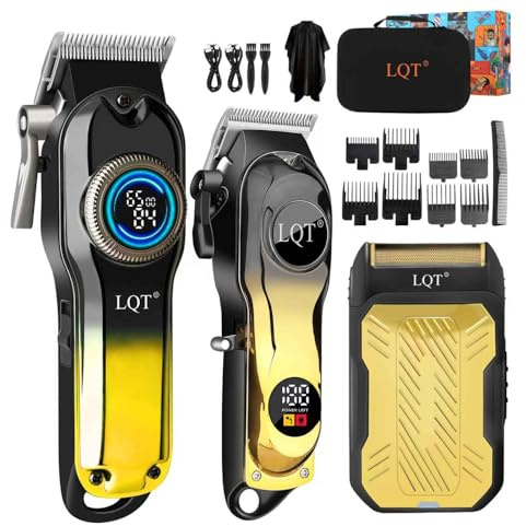 LQT Haarschneidemaschine und Trimmer Set für Männer - Verstellbarer Hebel, langlebiger Akku Schnurlos 3-in-1 Haarschneidemaschine & Bartschneider, Professionelles Haarschneide- & Bartstyling-Kit für
