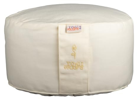 Ersatzbezug für Yogakissen rund Ø33x20 cm – Kissenhülle aus 100 % Baumwolle mit Kordelzug – Bezug für Meditationskissen – waschbar, atmungsaktiv, ohne Füllung – 1 Stück Yogazubehör (Winterweiß)