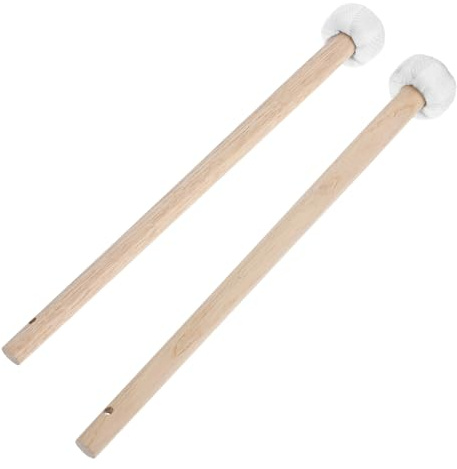 Alasum 2 Stück Holzschlägel für Gong und Schlaginstrumente Holzgriff mit Baumwollkopf Geeignet für Kleine Gongs und Trommeln Langlebiges Instrumentenzubehör