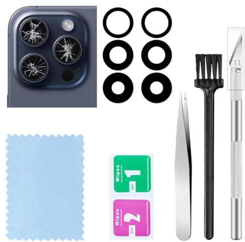 2 Packs Rear Camera Lens Glass Replacement for iPhone 15 Pro Max Camera Glass Lens Replacement with Repair Tools