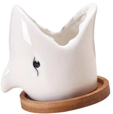 ROMISBABA Maceta de Cerámica Blanca con Diseño de de Boca Grande para Suculentas Bonsái y Decoración Interior Original para Jardinería y